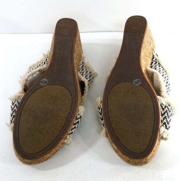 Lucky Brand Khillian open toe woven slides sandals criss cross cork wedge 9M - Picture 6 of 8